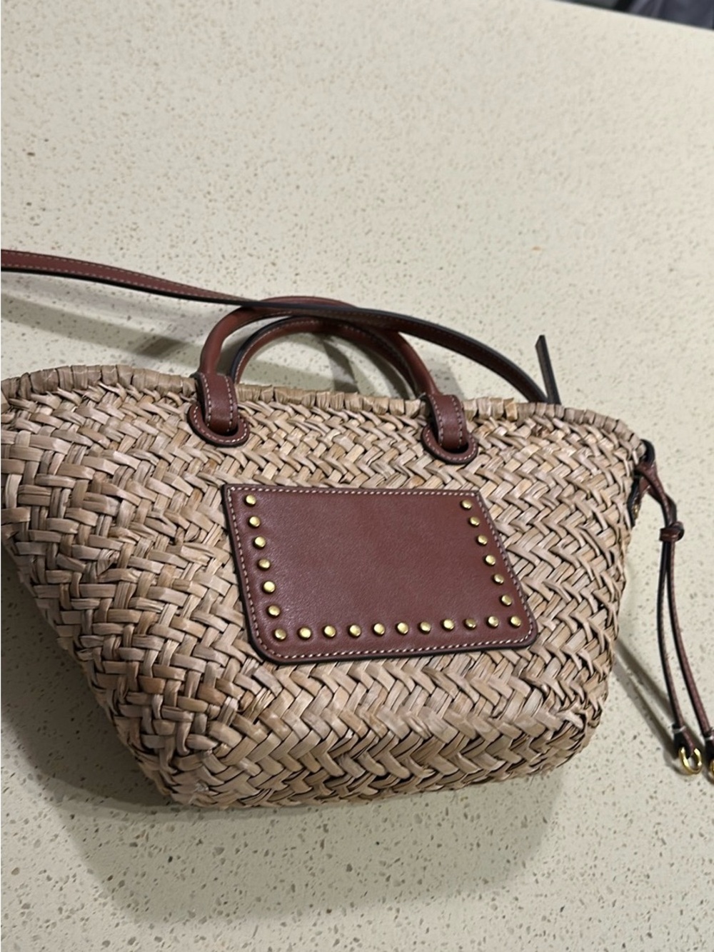 Mango Tan and Brown Woven Tote
